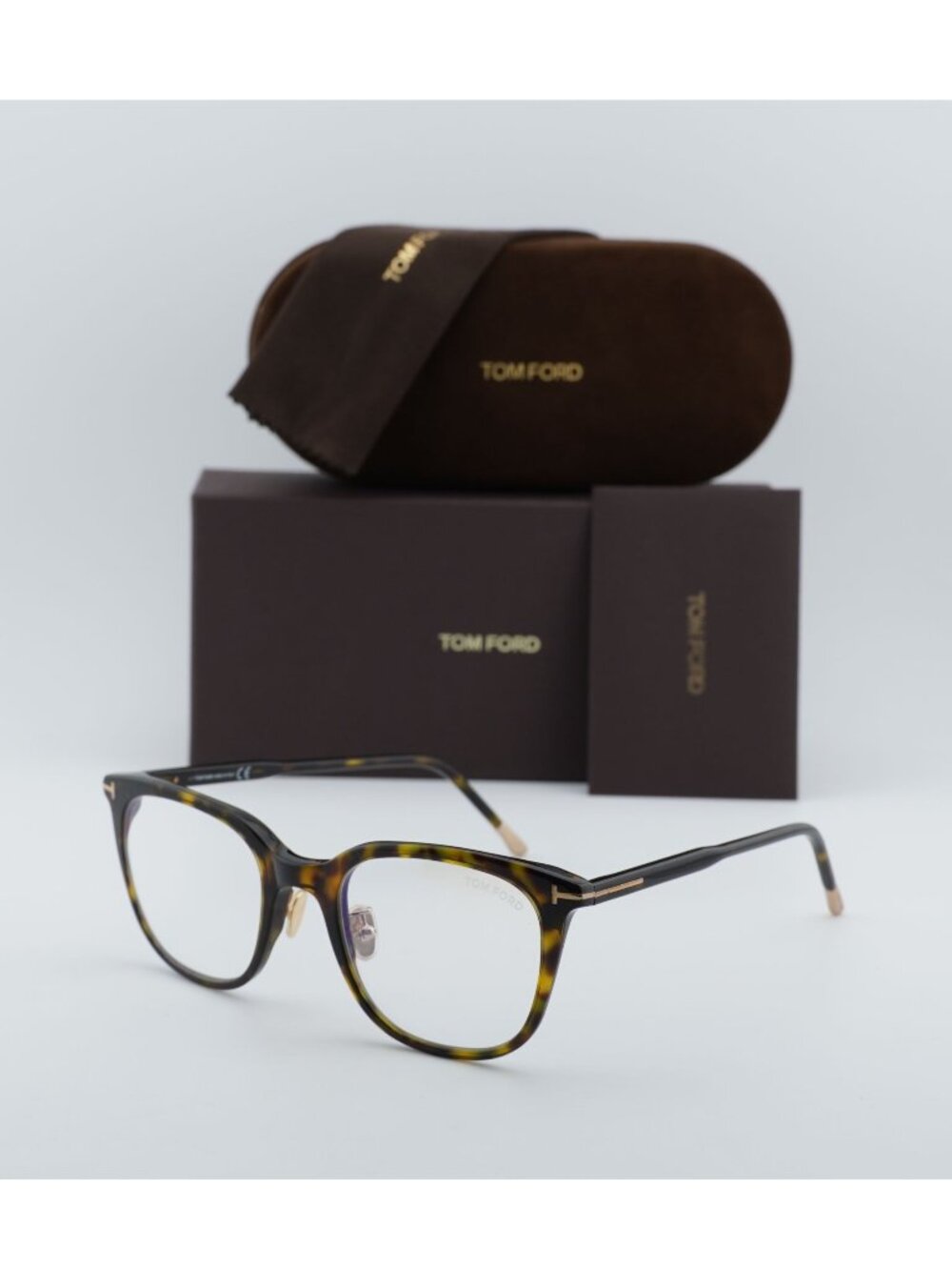 Tom Ford FT5776-D-B 052 Square Eyeglasses 53m - Havana / Blue Light Block